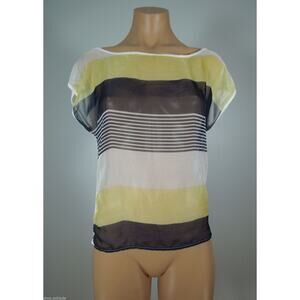 RHEEA & CO Knit Top XS Sheer Striped Front